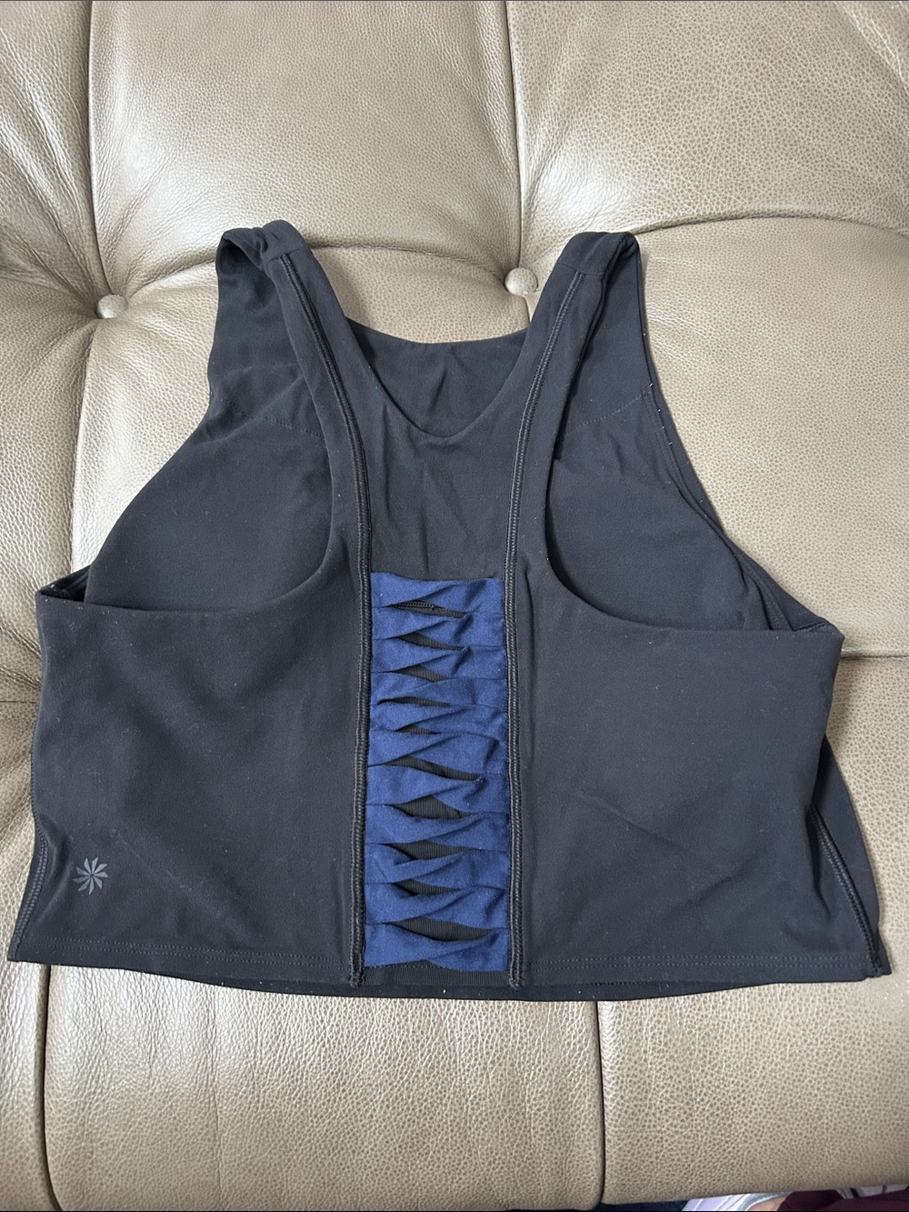 Athleta Black High-Neck Sports Crop Top